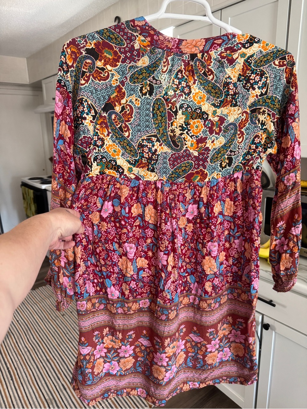 Boho Floral Paisley V-Neck Tunic Dress size Medium - Picture 7 of 9